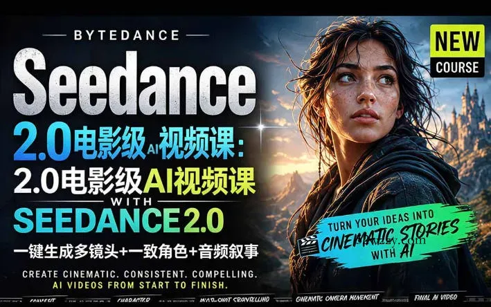 字节跳动的Seedance 2.0 AI电影视频生成制作教程，一键生成多镜头+一致角色+音频叙事-中英字幕-微众资源