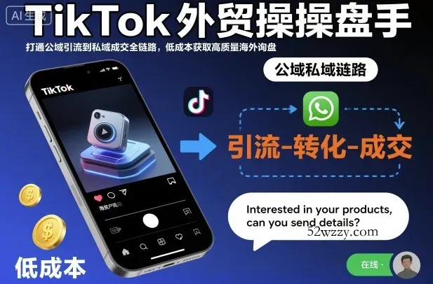 TikTok外贸操盘手，打通公域引流到私域成交全链路，低成本获取高质量海外询盘-微众资源