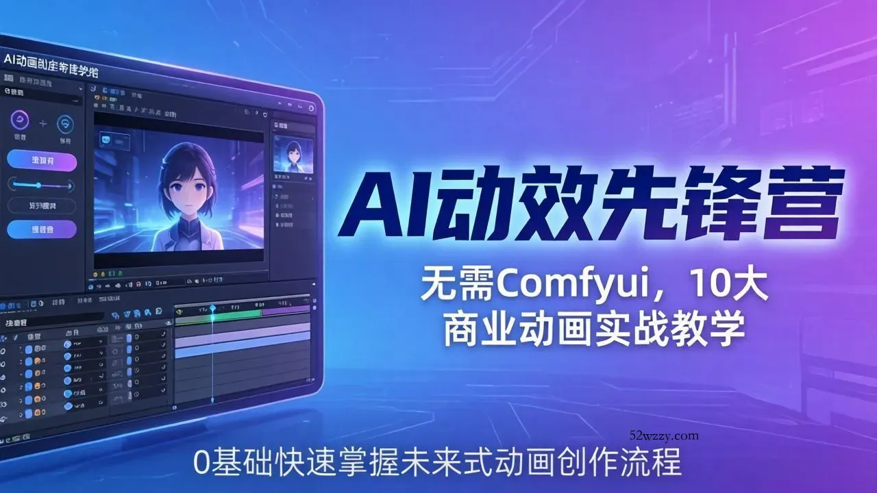 AI 动效先锋营：无需Comfyui，10大商业动画实战教学，0基础快速掌握未来式动画创作流程-微众资源