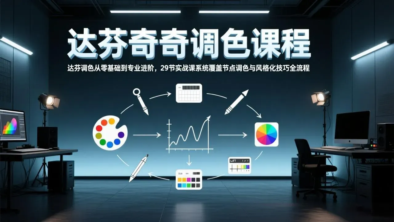 达芬奇调色从零基础到专业进阶，29节实战课系统覆盖节点调色与风格化技巧全流程-微众资源