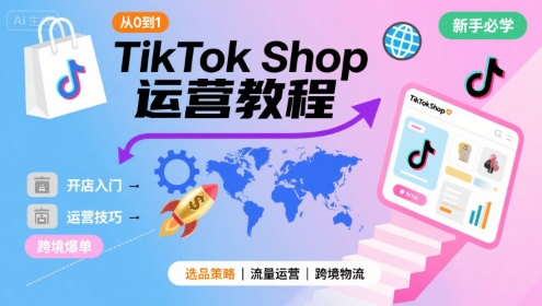 TikTok Shop从0到1运营教程，TikTok跨境电商新手必学课程-微众资源