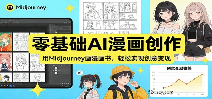 零基础AI漫画创作：用Midjourney画漫画书，轻松实现创意变现-微众资源