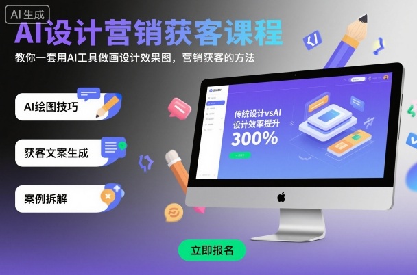 AI设计营销获客课程，教你一套用AI工具做画设计效果图，营销获客的方法-微众资源