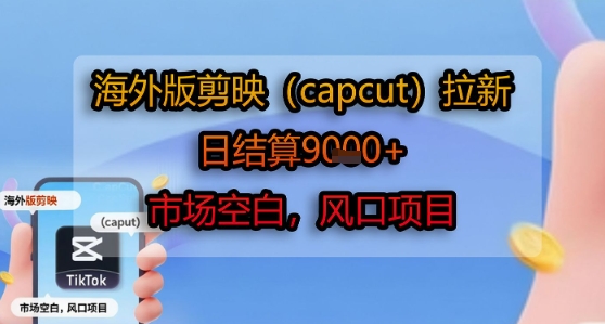 海外版剪映(capcut)拉新，日结算1k+，市场空白，风口项目-微众资源