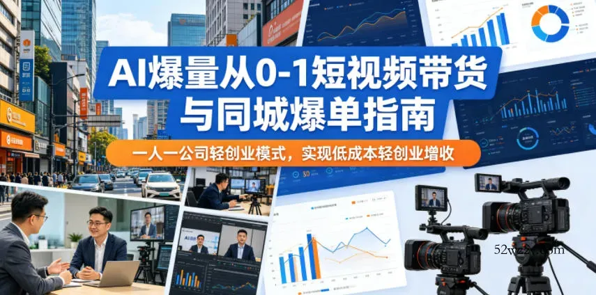 AI爆量从0-1短视频带货与同城爆单指南，一人一公司轻创业模式，实现低成本轻创业增收-微众资源