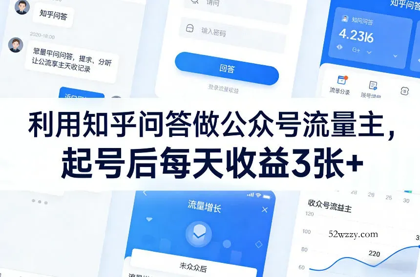 利用知乎问答做公众号流量主，起号后每天收益3张+-微众资源