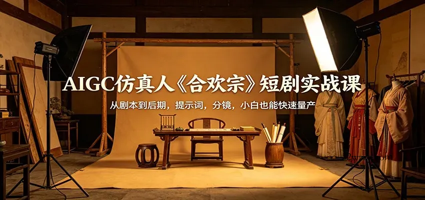 AIGC仿真人《合欢宗》短剧实战课：从剧本到后期，提示词，分镜，小白也能快速量产-微众资源
