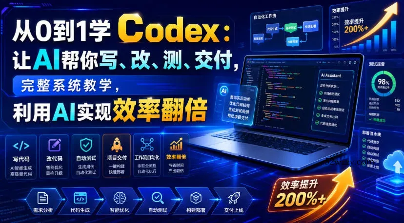 从0到1学Codex：让AI帮你写、改、测、交付，完整系统教学，利用AI实现效率翻倍-微众资源