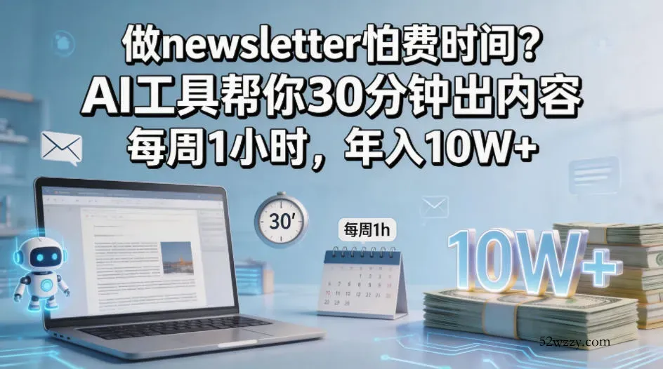 做newsletter怕费时间？AI工具帮你30分钟出内容，每周1小时，年入10W+！【原创双语字幕】-微众资源