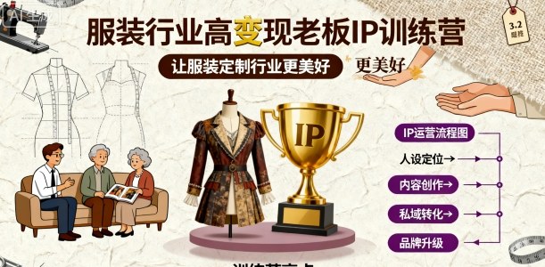 服装行业高变现老板IP训练营，让服装定制行业更美好-微众资源