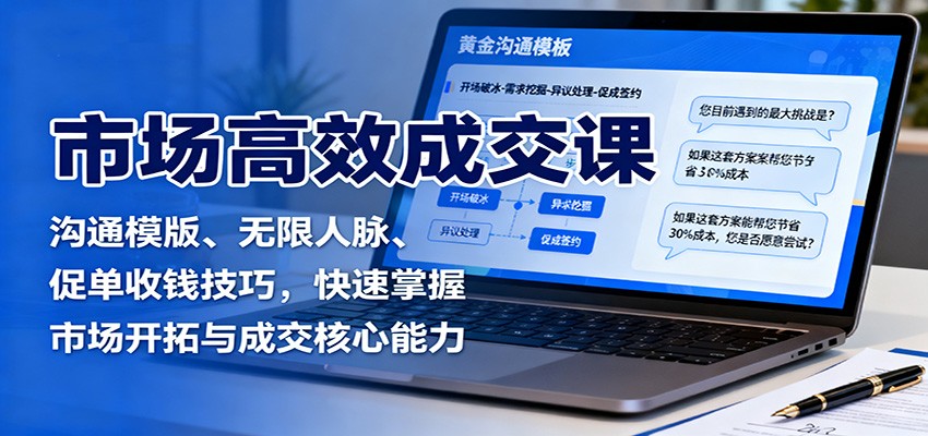 市场高效成交课:沟通模版、无限人脉、促单收钱技巧,快速掌握市场开拓与成交核心能力-微众资源