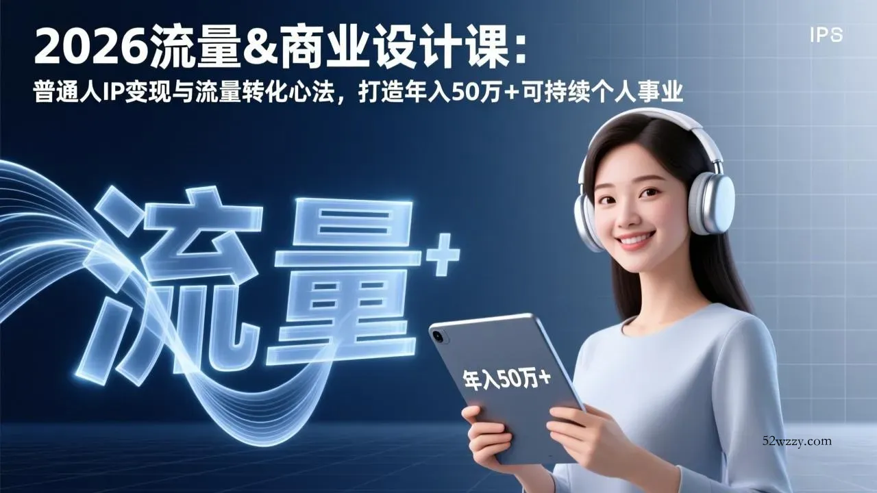 2026流量&商业设计课：普通人IP变现与流量转化心法，打造年入50万+可持续个人事业-微众资源