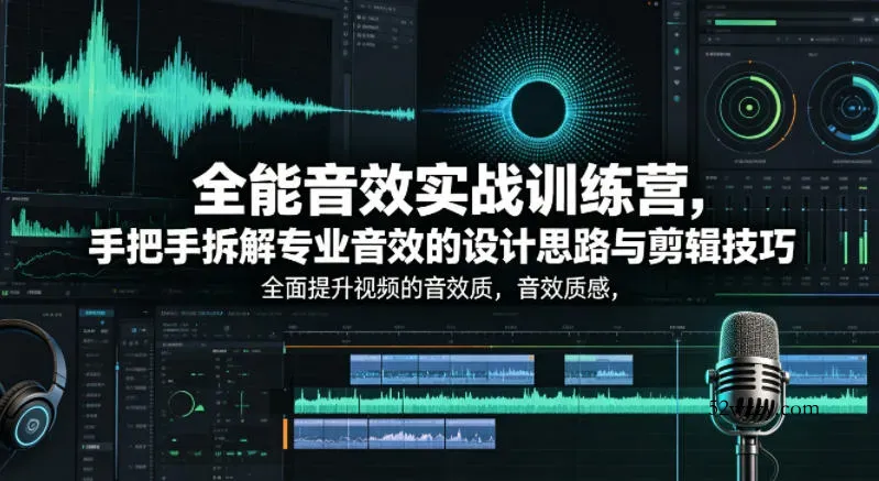 全能音效实战训练营，手把手拆解专业音效的设计思路与剪辑技巧，全面提升视频的音效质感-微众资源