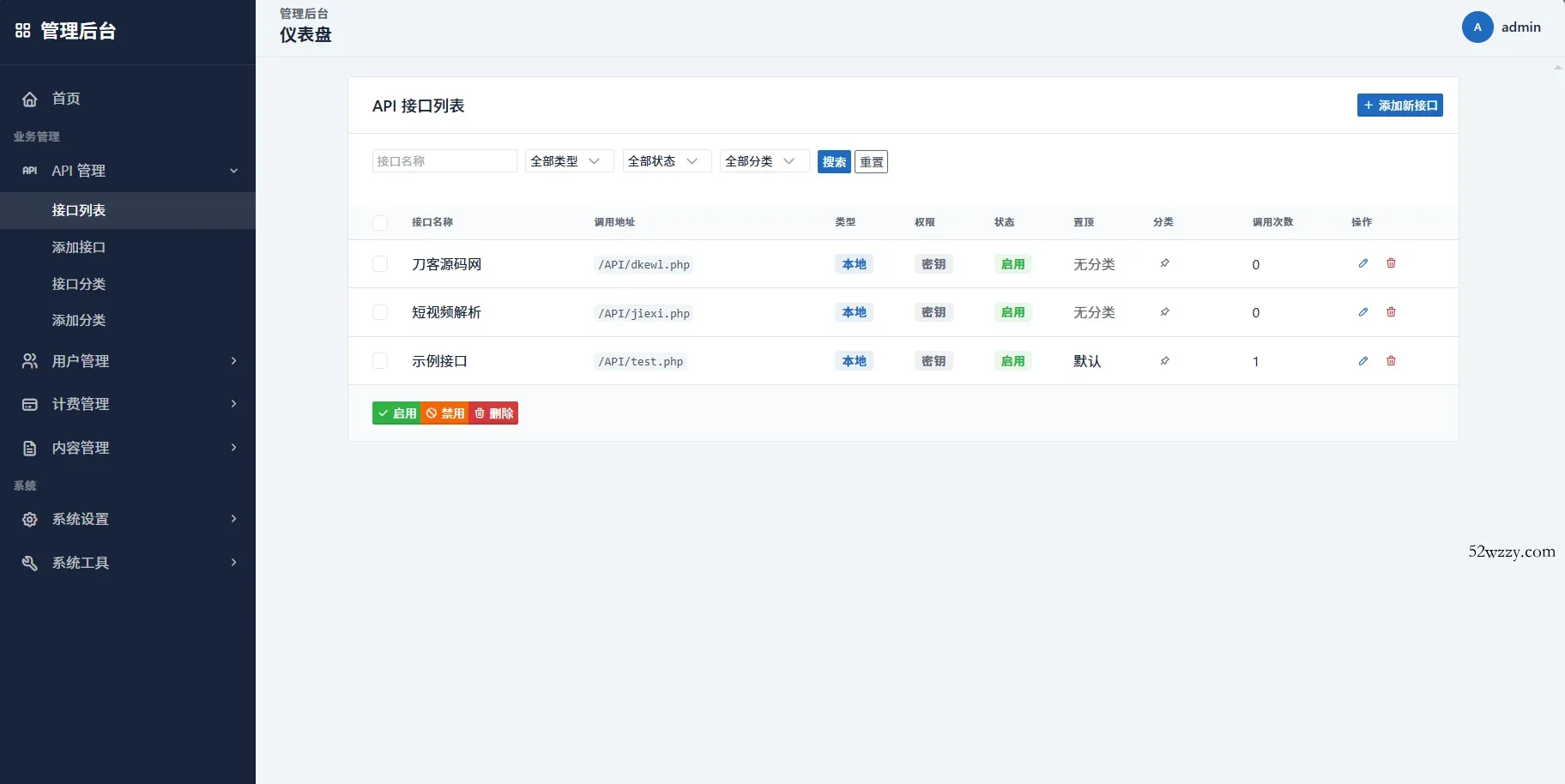最新更新API管理系统源码 API计费 全开源-微众资源