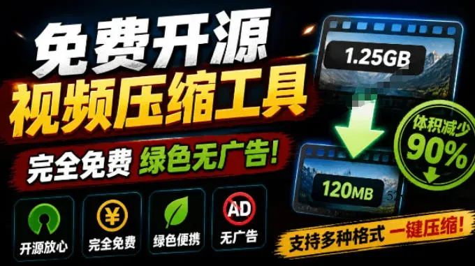Github开源视频压缩瘦身工具，轻松压缩90%，并保持画质清晰，完全免费绿色无广告！VideoSlim-微众资源