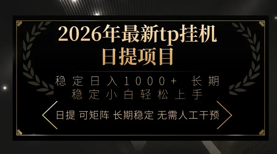 2026年最新tp挂机日提项目：稳定日入1000+小白轻松上手-微众资源