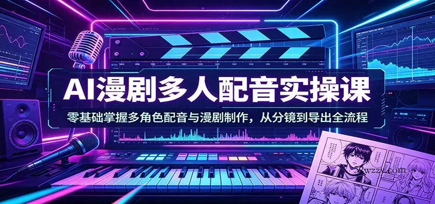 AI漫剧多人配音实操课：零基础掌握多角色配音与漫剧制作，从分镜到导出全流程-微众资源