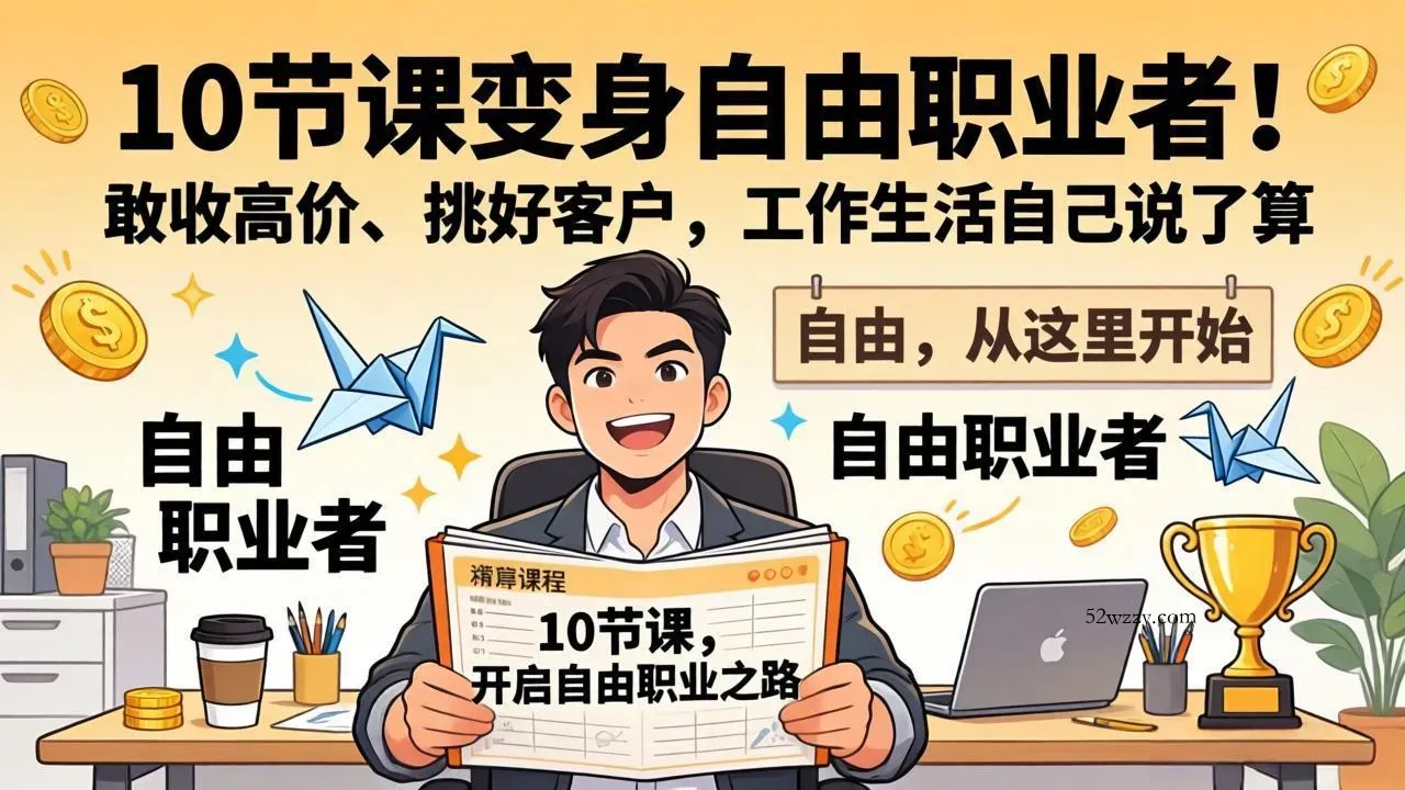 10 节课变身自由职业者！敢收高价、挑好客户，工作生活自己说了算-微众资源