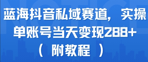 蓝海抖音私域赛道，实操单账号当天变现288+(附教程)-微众资源