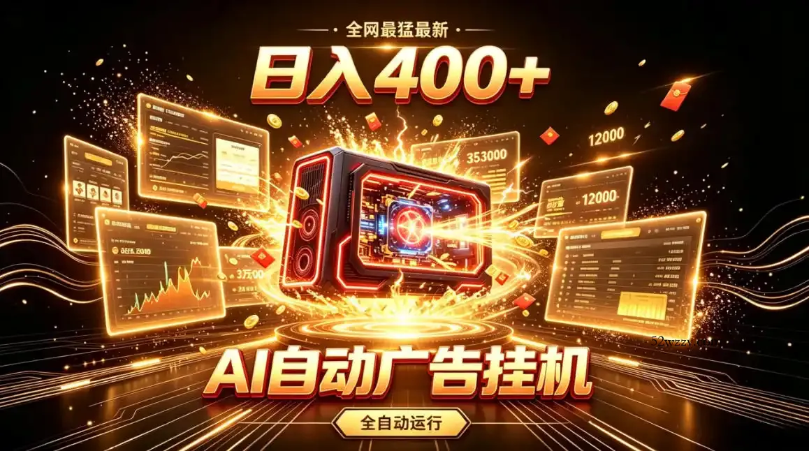 全网最猛最新的AI自动广告挂G,狠收益日入400+,真正做到躺賺式变现【揭秘】