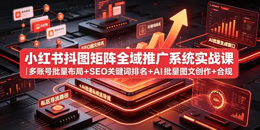 小红书抖图矩阵全域推广系统实战课｜多账号批量布局+SEO关键词排名+AI批量图文创作+合规私域导流完整落地教程-微众资源