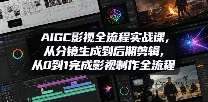 AIGC影视全流程实战课，从分镜生成到后期剪辑，从0到1完成影视制作全流程-微众资源