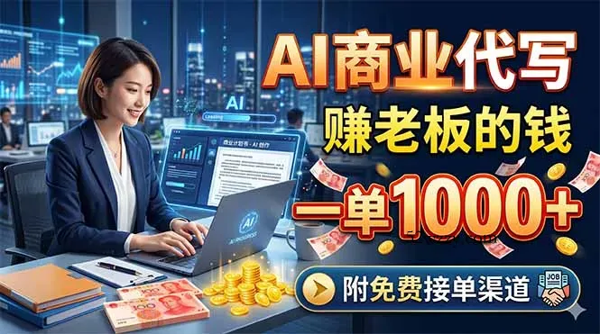 AI商业代写，赚老板的钱，一单1000+，附免费接单渠道-微众资源
