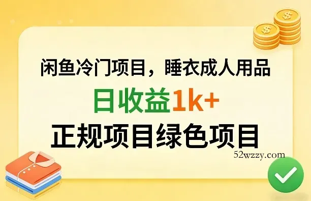 闲鱼冷门项目，情趣内衣成人用品，日收益1k+，正规项目绿色项目-微众资源
