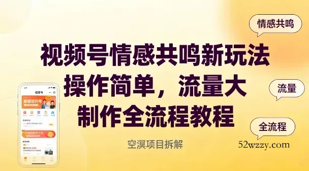 视频号情感共鸣新玩法，操作简单，流量大，制作全流程教程-微众资源