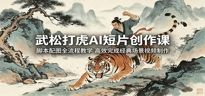 武松打虎AI短片创作课：脚本配图全流程教学，高效完成经典场景视频制作-微众资源