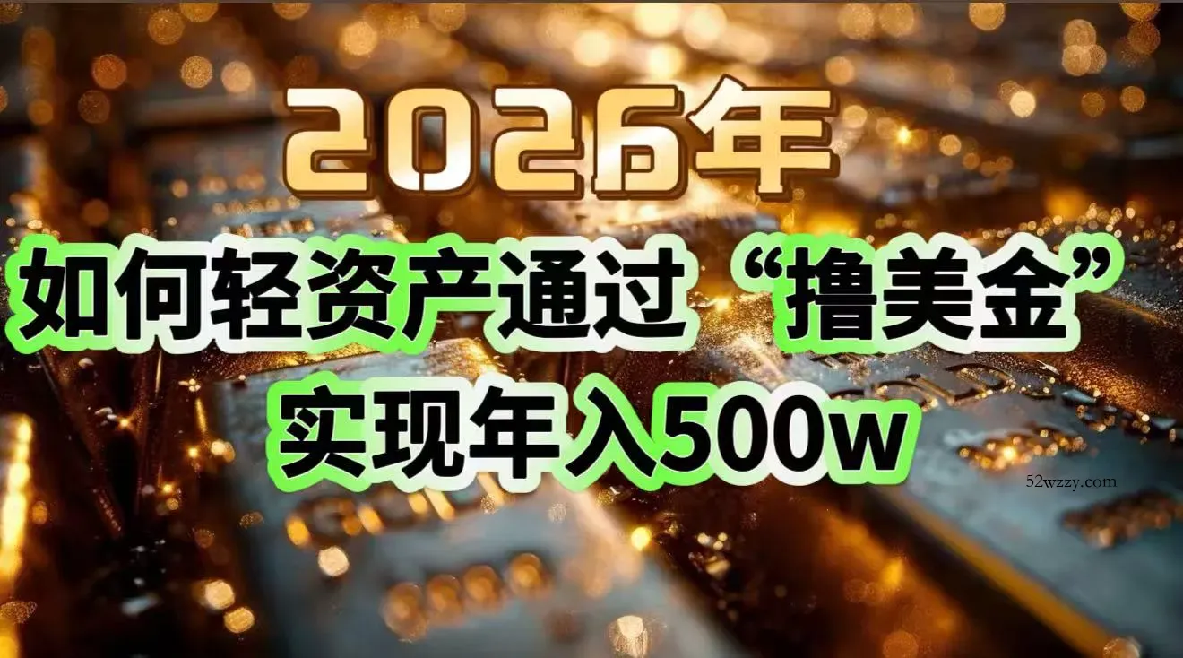2026年如何轻资产通过“撸美金”实现年入500w-微众资源