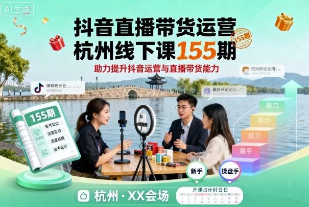 抖音直播带货运营杭州线下课155期，助力提升抖音运营与直播带货能力-微众资源