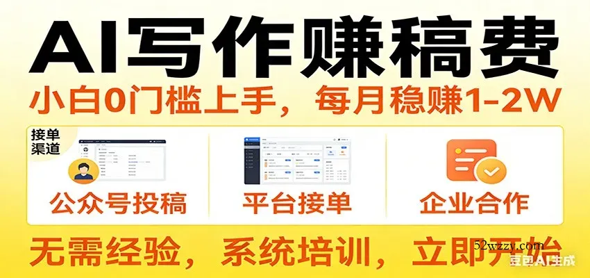用AI写作赚稿费，提供接单渠道，每月稳赚1-2W，小白0门槛上手！-微众资源