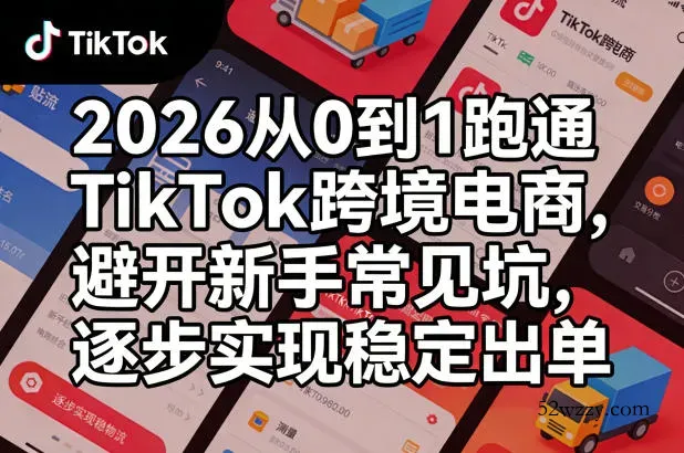 2026从0到1跑通TikTok跨境电商，避开新手常见坑，逐步实现稳定出单-微众资源