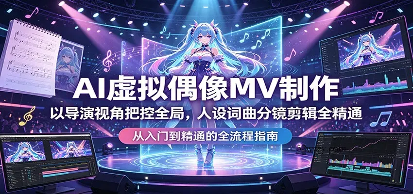 AI虚拟偶像MV制作：以导演视角把控全局，人设词曲分镜剪辑全精通-微众资源