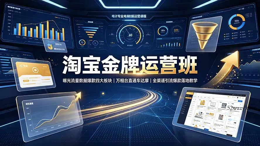 淘宝金牌运营班-7月：曝光流量数据爆款四大板块｜万相台直通车达摩｜全渠道引流爆款落地教学-微众资源