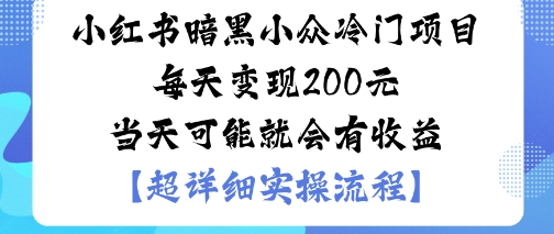 小红书暗黑小众冷门项目每天变现2张当天可能就会有收益-微众资源