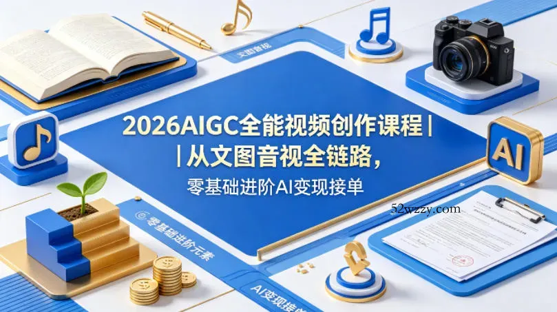 2026AIGC全能视频创作课程｜从文图音视全链路，零基础进阶AI变现接单-微众资源