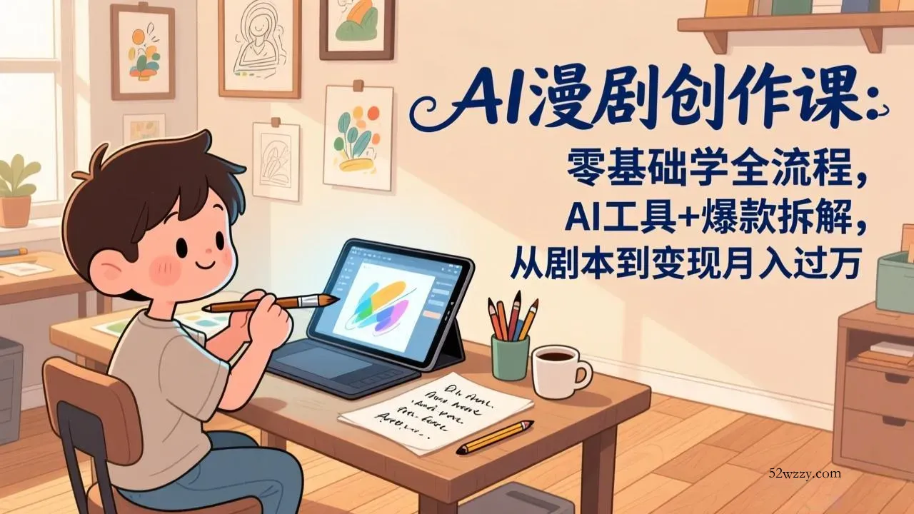 AI漫剧创作课：零基础学全流程，AI工具+爆款拆解，从剧本到变现月入过万-微众资源