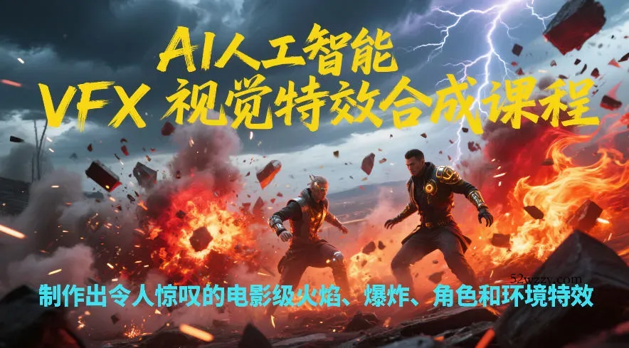 AI人工智能VFX视觉特效合成课程，制作出令人惊叹的电影级火焰、爆炸、角色和环境特效-微众资源