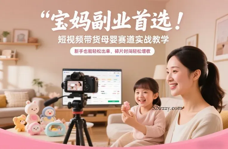 宝妈副业首选！短视频带货母婴赛道实战教学，新手也能轻松出单，碎片时间轻松增收-微众资源