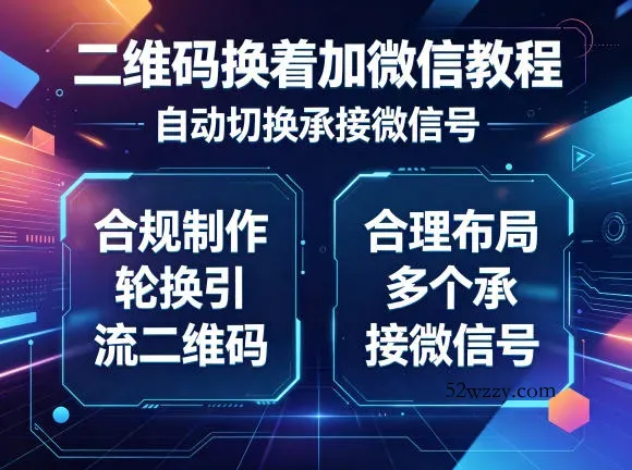 二维码换着加微信教程，自动切换承接微信号，合规制作轮换引流二维码，合理布局多个承接微信号-微众资源