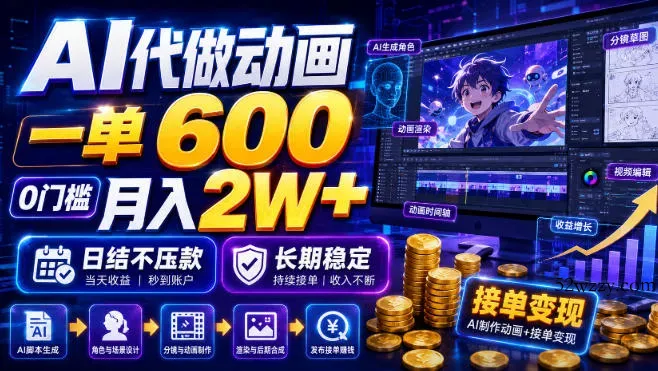 AI代做动画，一单600，0门槛月入2W+，日结不压款，长期稳定【揭秘】-微众资源