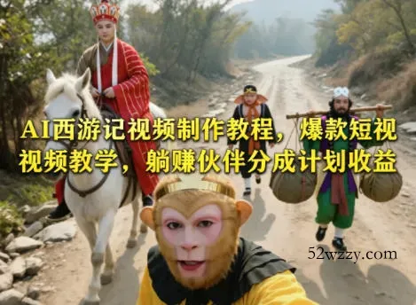 AI西游记视频制作教程，爆款短视频教学，躺賺伙伴分成计划收益-微众资源