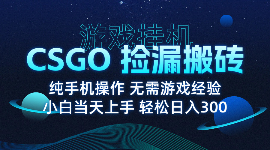 8月最新游戏搬砖，CSGO纯挂机，不需要玩游戏，实现真挂机，月入1W+-微众资源