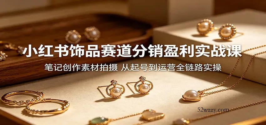 小红书饰品赛道分销盈利实战课：笔记创作素材拍摄，从起号到运营全链路实操-微众资源