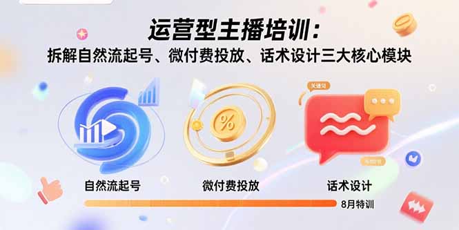 运营型主播培训：拆解自然流起号、微付费投放、话术设计三大核心模块-8月-微众资源