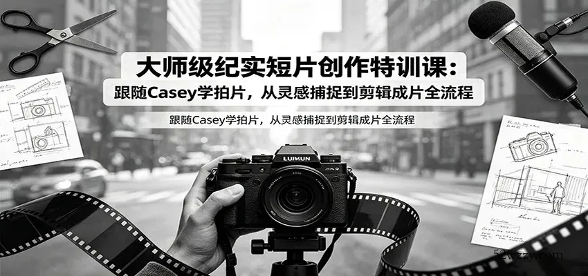 大师级纪实短片创作特训课:跟随Casey学拍片,从灵感捕捉到剪辑成片全流程-微众资源