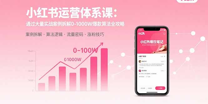 小红书运营体系课：通过大量实战案例拆解0-1000W爆款算法全攻略-微众资源