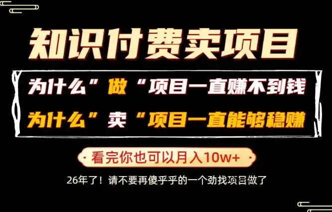 普通人为什么能够靠卖项目轻松月入10W+,而做项目却容易成炮灰,卖项目为什么能够稳賺不赔?【揭秘】
